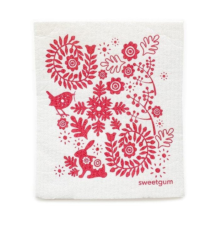 Small Red Bunny Rabbit Swedish Dishcloth by sweetgum home, LLC - main product image for Resin Society