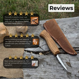 Small Sloyd Carving Knife with 6.5 cm blade and ash wood handle by Sharky Forged Steel Tools