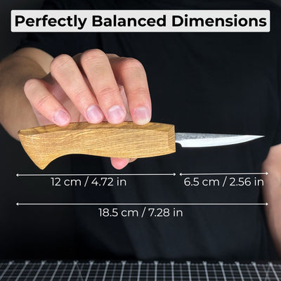 Small Sloyd Carving Knife with 6.5 cm blade and ash wood handle by Sharky Forged Steel Tools
