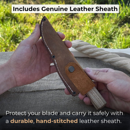 Small Sloyd Carving Knife with 6.5 cm blade and ash wood handle by Sharky Forged Steel Tools