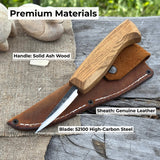 Small Sloyd Carving Knife with 6.5 cm blade and ash wood handle by Sharky Forged Steel Tools