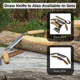 Small straight drawknife with 14.5 cm cutting edge and ash wood handle
