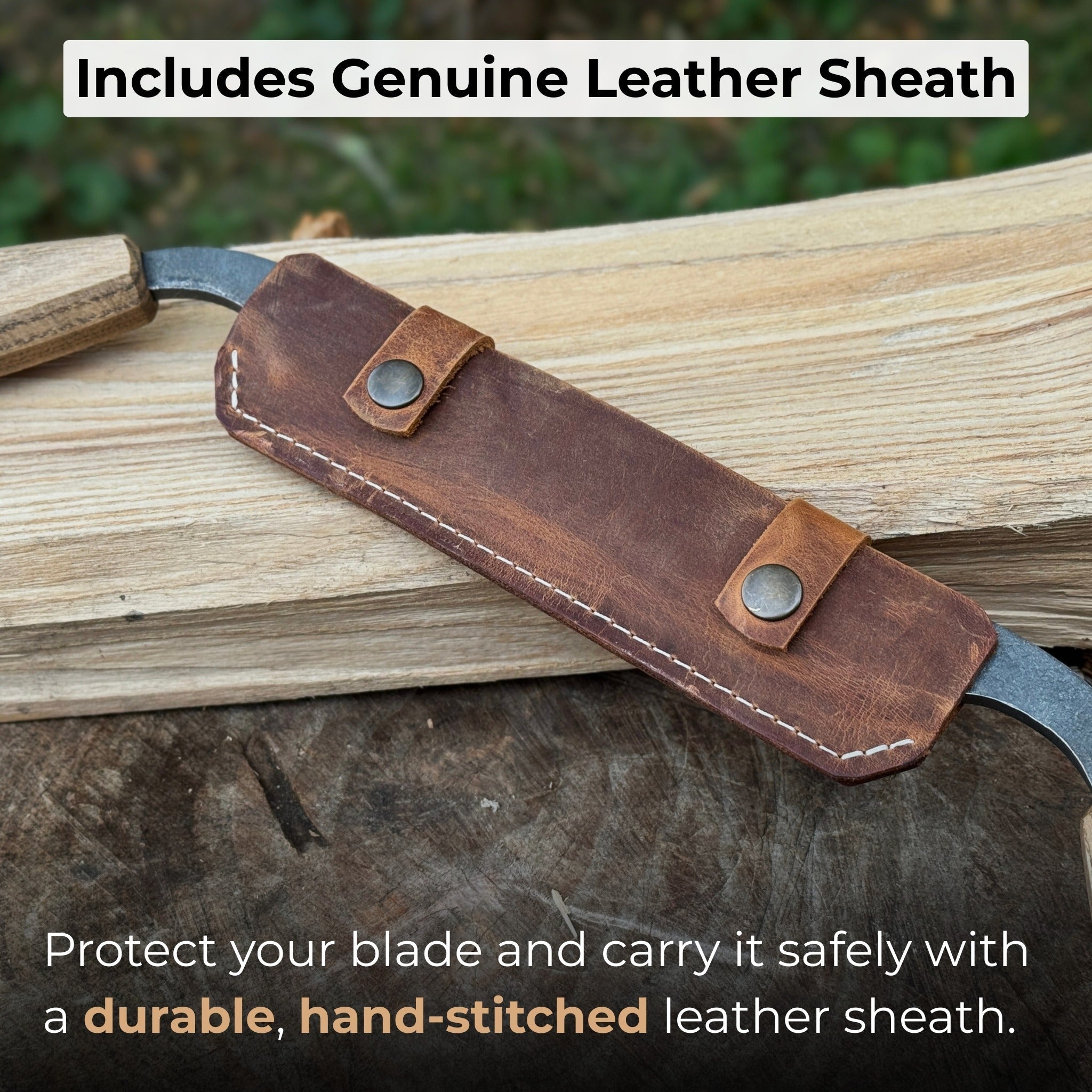 Small straight drawknife with 14.5 cm cutting edge and ash wood handle