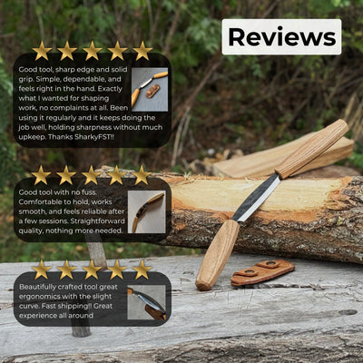 Small straight drawknife with 8.5 cm cutting edge and ash wood handle by Sharky Forged Steel Tools