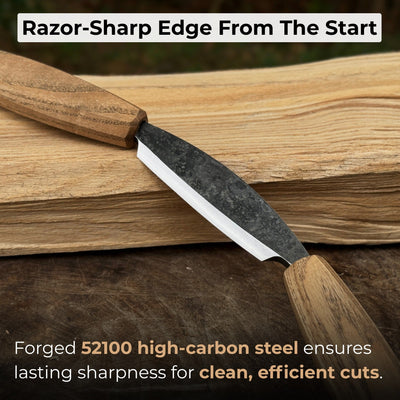 Small straight drawknife with 8.5 cm cutting edge and ash wood handle by Sharky Forged Steel Tools