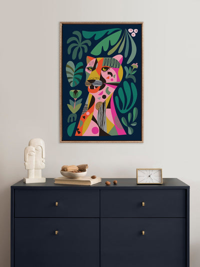 Sylvie Beaded Leopard Framed Canvas by Rachel Lee