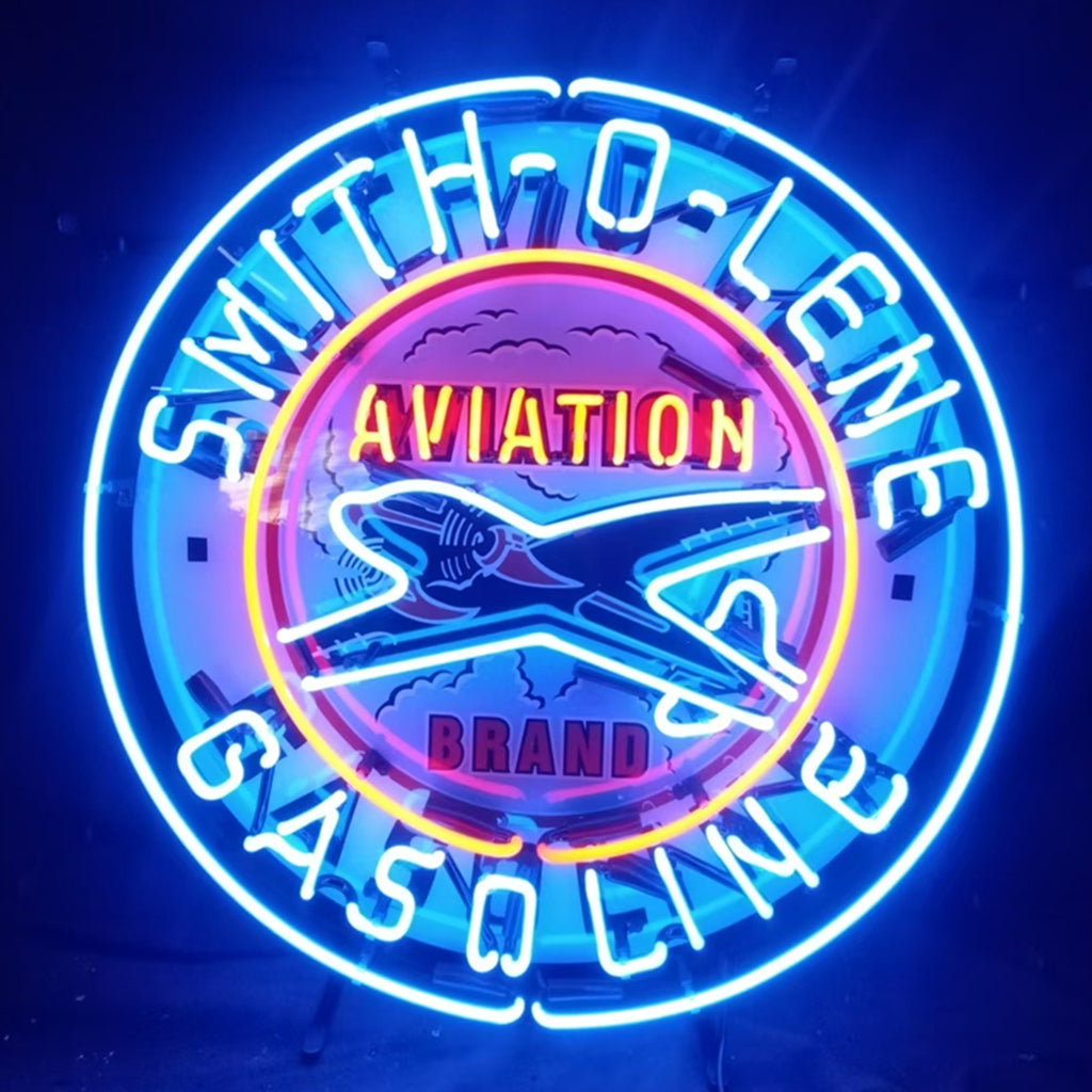 Blue Smith-o-lene Gasoline Aviation Brand Neon Signs Light by Neon Signs Land - main product image for Resin Society