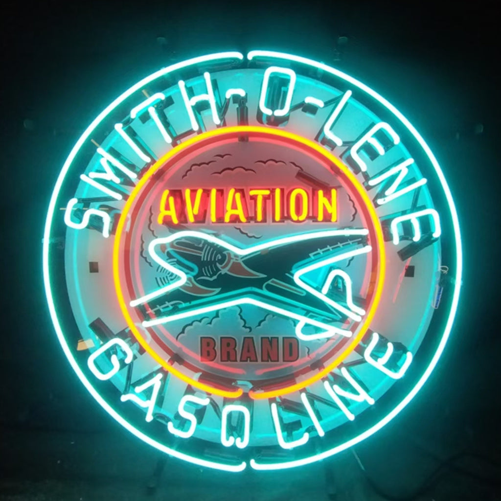 Light Blue Smith-o-lene Gasoline Aviation Brand Neon Signs Light by Neon Signs Land - main product image for Resin Society