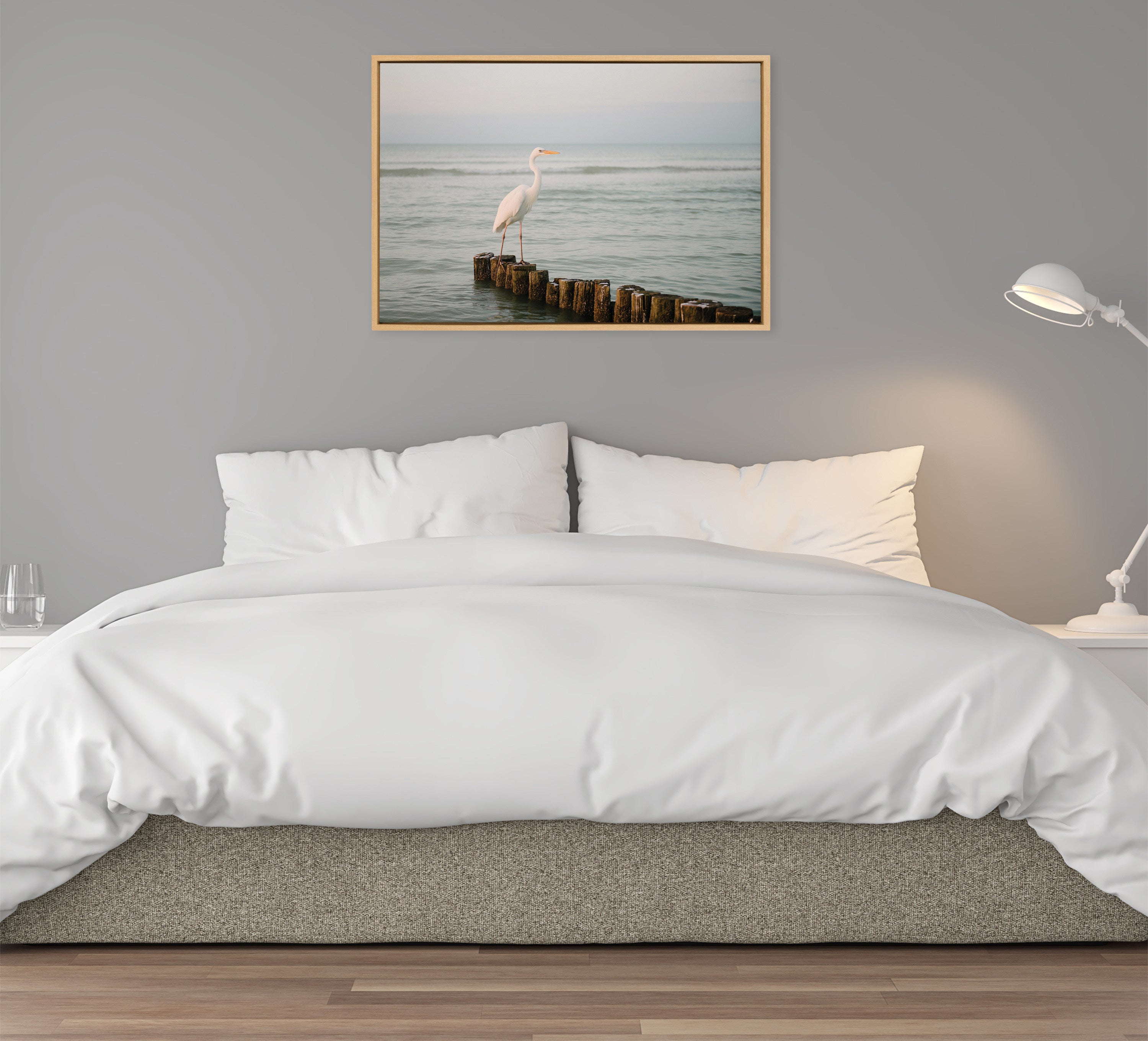 Sylvie Great White Heron Isla Holbox Framed Canvas by Crystal Lynn Collins