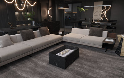 Black Marble Coffee Table with Built-in Fireplace by MEG Custom Marble By Ziynet A. LLC - product image 2 for Resin Society