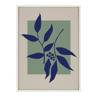 Sylvie Colorful Retro Botanical Green and Blue Framed Canvas by kateandlaurel - product image 2 for Resin Society