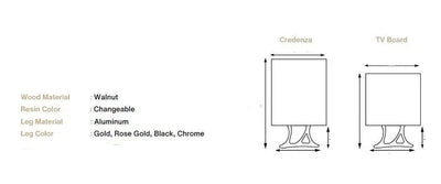 Osso collection resin credenza sideboard with walnut doors and resin accents