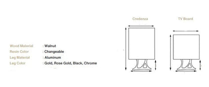 Osso collection resin credenza sideboard with walnut doors and resin accents