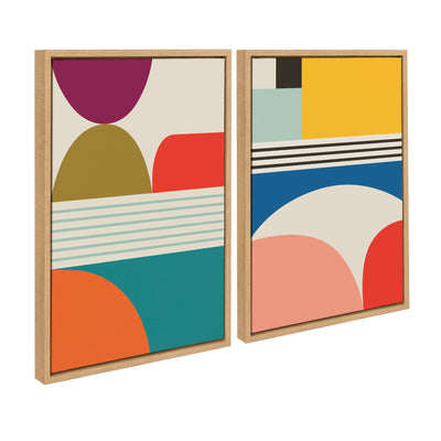 Sylvie Mid Century Modern Patterns Framed Canvas Set by kateandlaurel - product image 2 for Resin Society