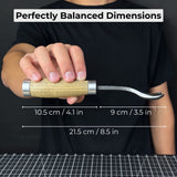 Hand-forged spoon bent gouge with ash wood handle and carbon steel blade