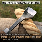 Hand-forged spoon bent gouge with ash wood handle and carbon steel blade