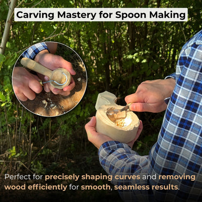 Spoon Carving Hook Knife with 3 cm blade and leather case by Sharky Forged Steel Tools