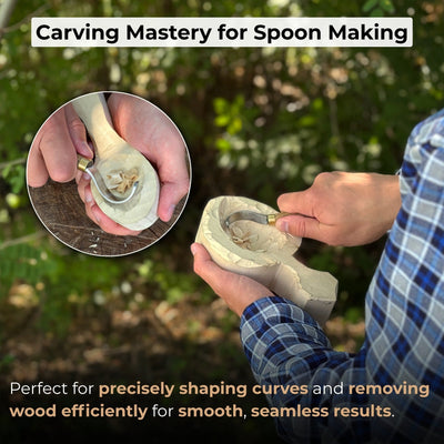 Spoon Carving Hook Knife with curved blade and leather sheath by Sharky Forged Steel Tools