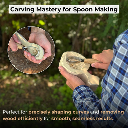 Spoon Carving Scorp Knife with curved blade and ash wood handle by Sharky Forged Steel Tools