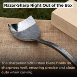 Hand-forged Spoon (Short) Bent Gouge with ash wood handle and carbon steel blade