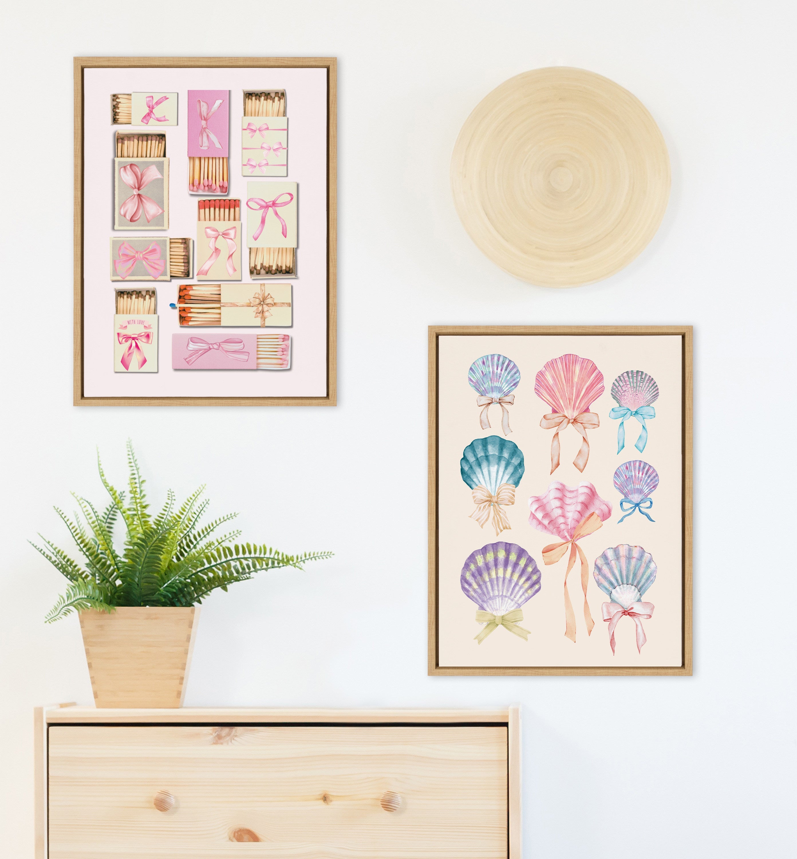 Sylvie Seashell Bows Framed Canvas by Honey Island Studio