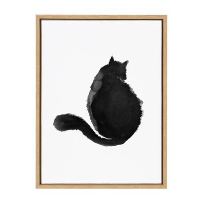 Sylvie Cute Cat BW Framed Canvas by Viola Kreczmer
