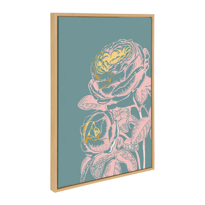 Sylvie Floral in Teal Framed Canvas by kateandlaurel - product image 2 for Resin Society