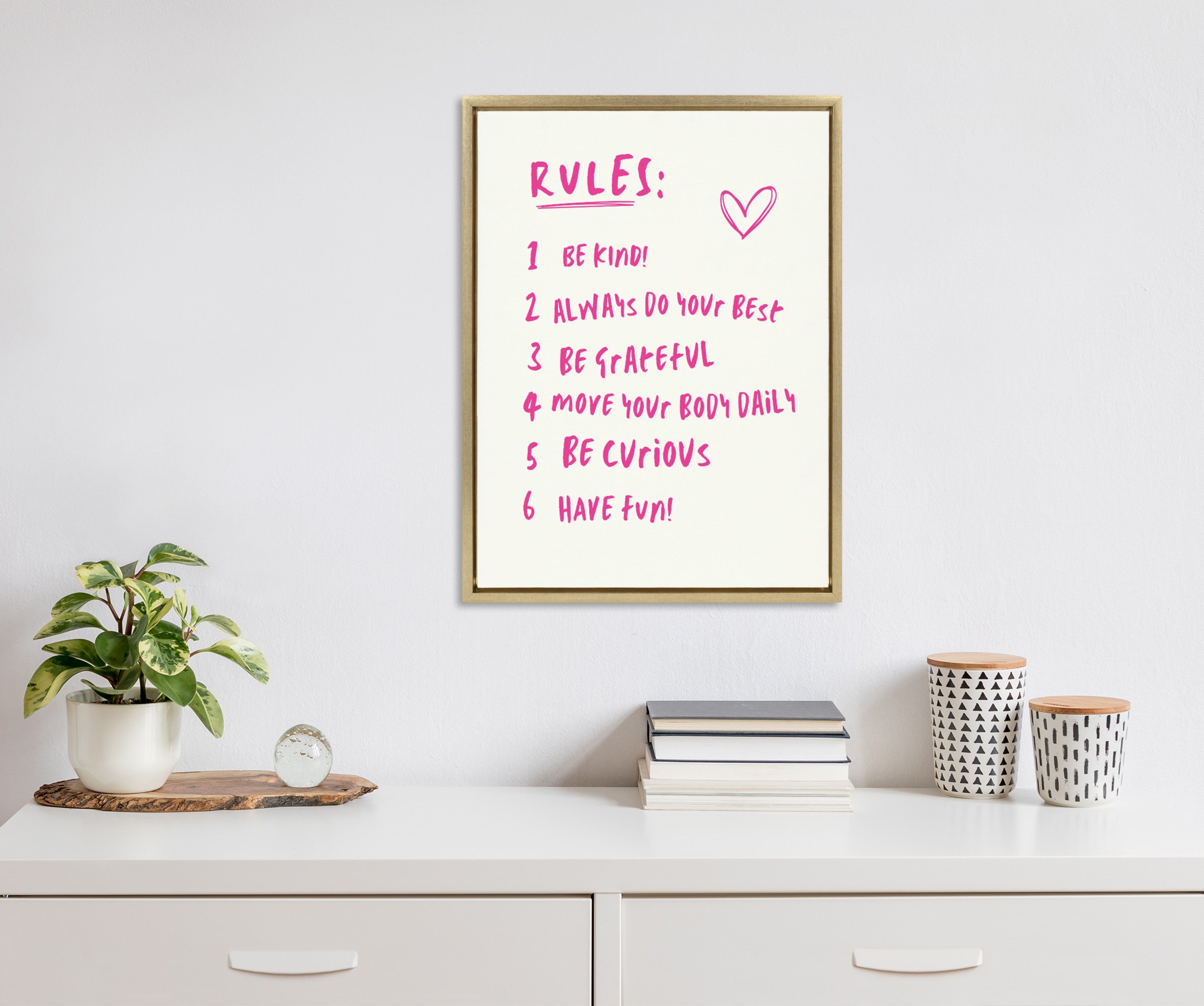 Sylvie House Rules Framed Canvas by Honey Island Studio
