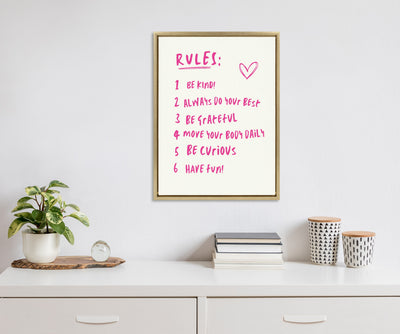 Sylvie House Rules Framed Canvas by Honey Island Studio