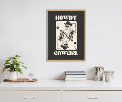 Sylvie Howdy Cowgirl Queen Framed Canvas by Honey Island Studio