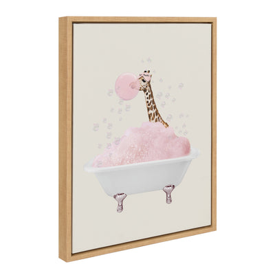 Sylvie Giraffe Taking a Bath Framed Canvas by July Art Prints