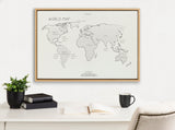 Sylvie World Map Sketch Framed Canvas by kateandlaurel - product image 4 for Resin Society