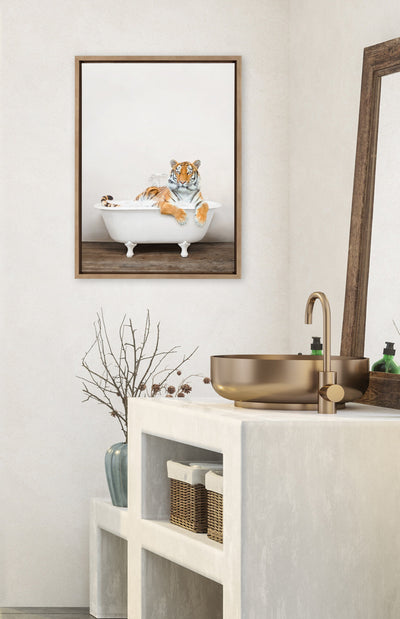 Sylvie Bengal Tiger in Rustic Bath Framed Canvas by kateandlaurel - product image 10 for Resin Society