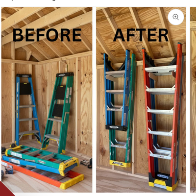 Step Ladder Organizer Rack - Stud Mounted