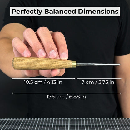 Straight Carving Gouge 12 mm with ash wood handle by Sharky Forged Steel Tools