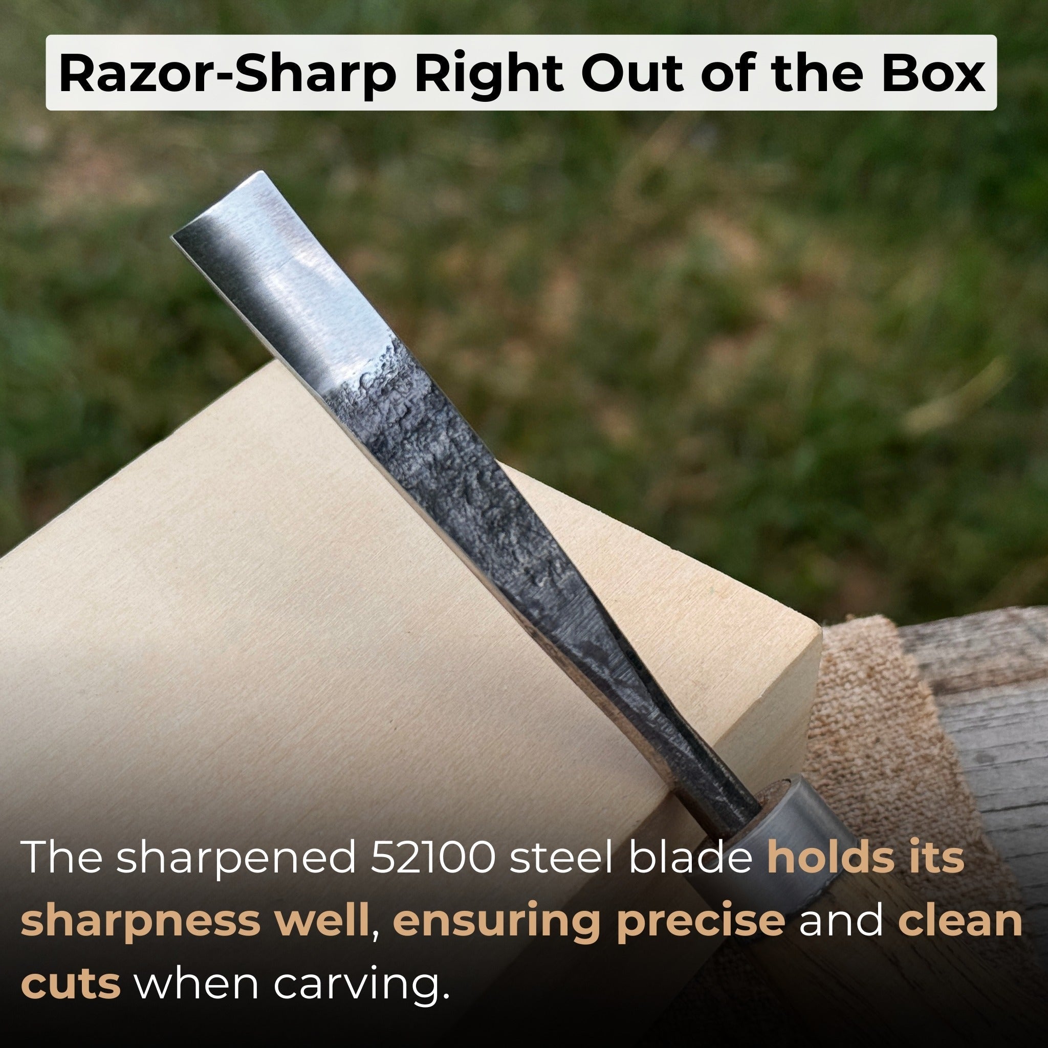 Straight carving gouge with palm handle 12 mm by Sharky Forged Steel Tools