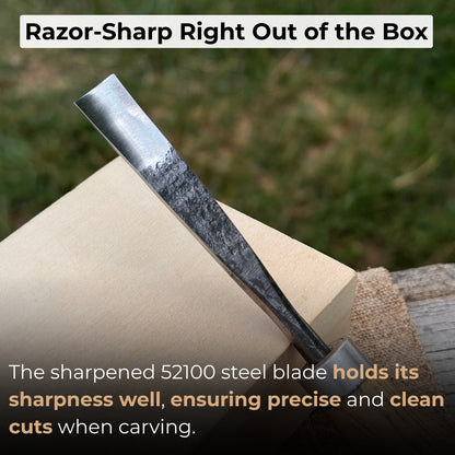 Straight carving gouge with palm handle 12 mm by Sharky Forged Steel Tools