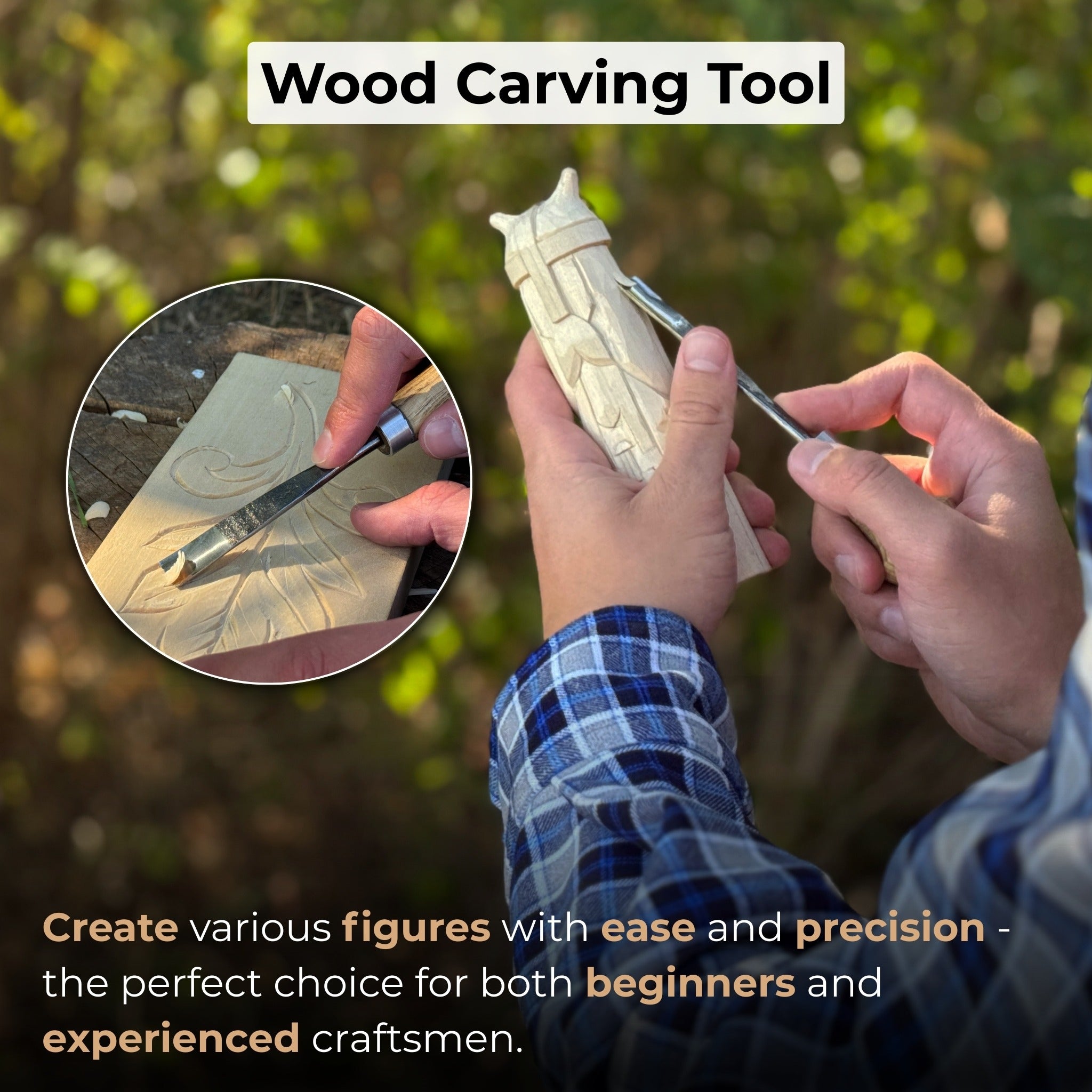 Straight carving gouge with palm handle 12 mm by Sharky Forged Steel Tools