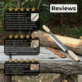 Straight drawknife with 25 cm carbon steel blade and leather sheath