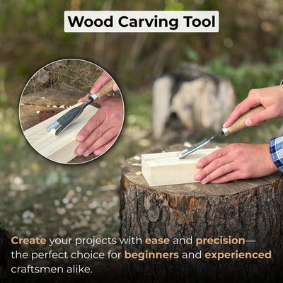 Hand-forged straight gouge rounded chisel with ash handle for wood carving