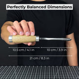 Hand-forged straight gouge rounded chisel with ash handle for wood carving