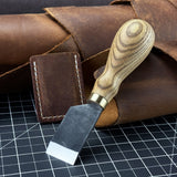 FST Hand-Forged Straight Leather Skiving Knife with 3 cm blade and ash wood handle