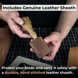 FST Hand-Forged Straight Leather Skiving Knife with 3 cm blade and ash wood handle