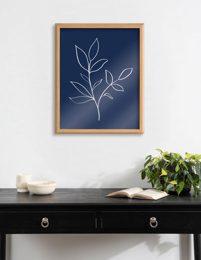 Blake Modern Blue Botanical Line Sketch Print 2 Framed Printed Glass by kateandlaurel - product image 4 for Resin Society
