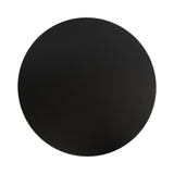 Round black surface with a smooth matte finish, shown from above against a white background