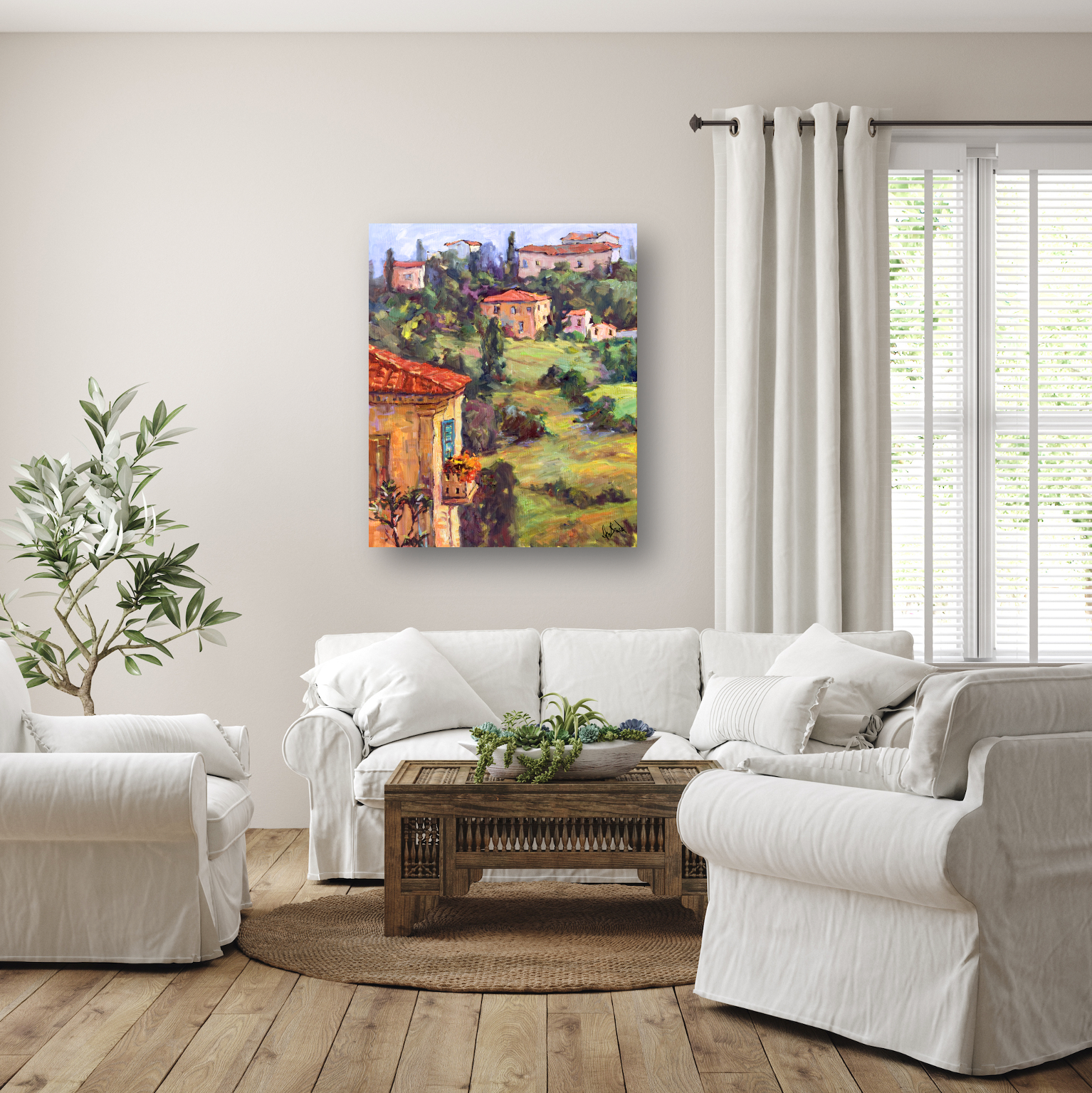 Sunlit Balcony Artist Enhanced Canvas Print by John Beard Collection - product image 3 for Resin Society