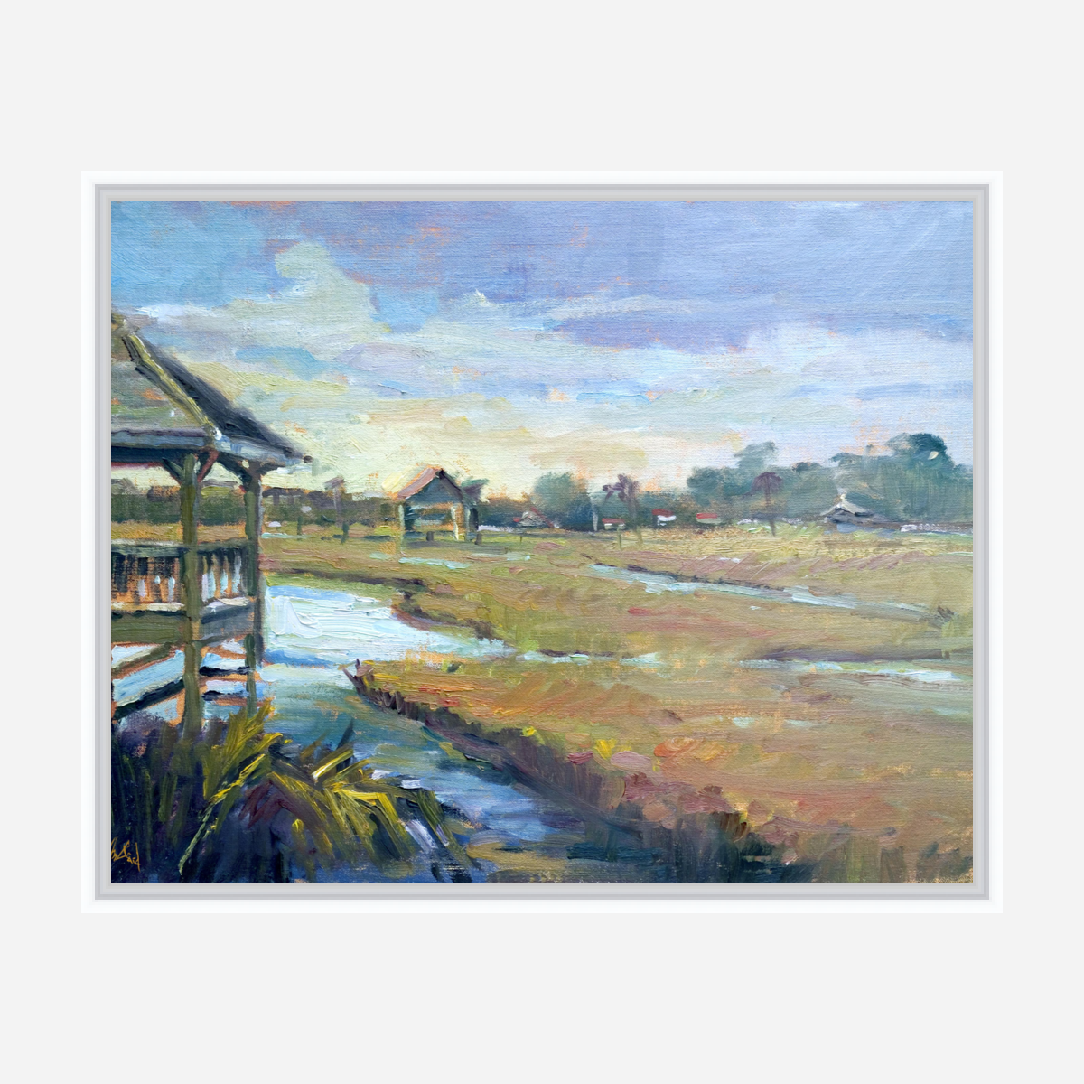 Sunlit Boathouse Artist Enhanced Canvas Print by John Beard Collection - product image 6 for Resin Society