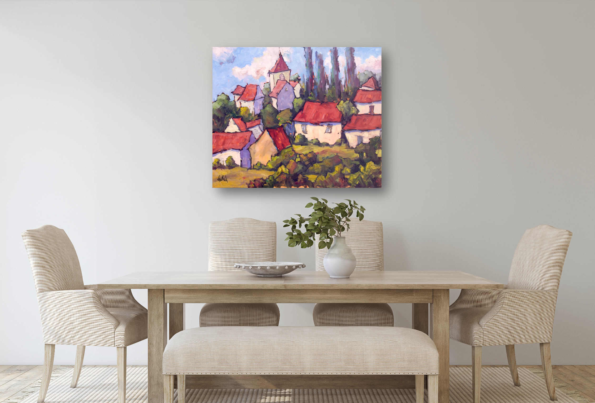 Sunlit Rooftops Artist Enhanced Canvas Print