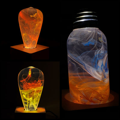 EP Light Sunset Resin Bulb Bundle showing three handcrafted resin LED bulbs with unique sunset-inspired designs
