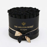 Supreme Black Box with 26-28 preserved black roses arranged in a black box